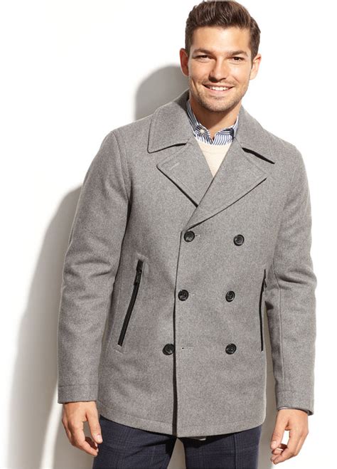 michael kors mens pea coat macy's|Michael Kors wool peacoat.